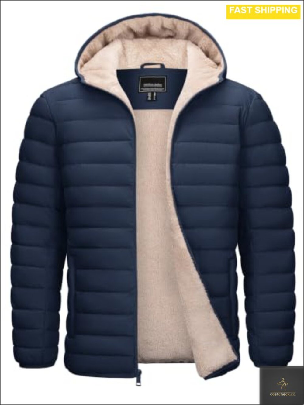 Mens Puffer Jacket Sherpa Lined Water Resistant Hooded Winter Coat